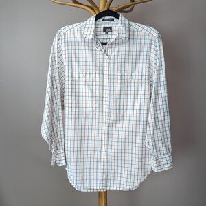 Vintage John Henry white plaid short sleeve button down shirt